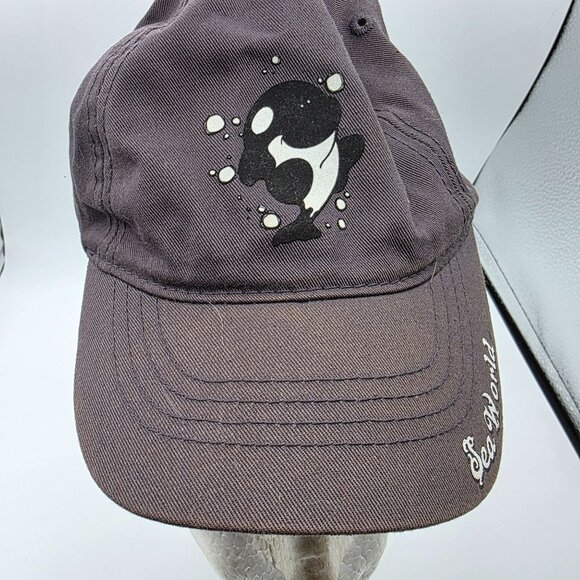 SeaWorld Orca Kids Adjustable Cap Black Embroidered Shamu Baseball Hat Unisex - Picture 10 of 10